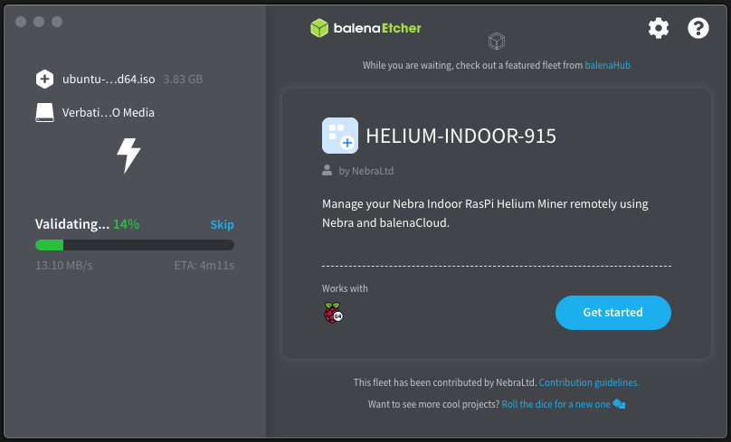BalenaEtcher Validating