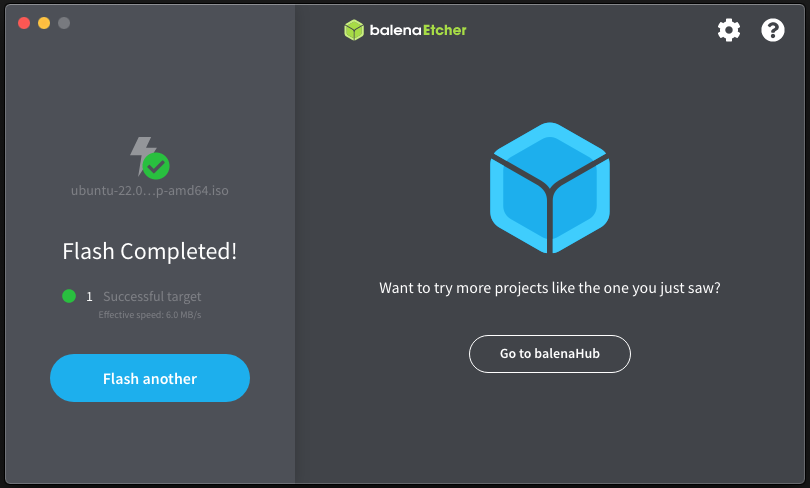 BalenaEtcher Completed